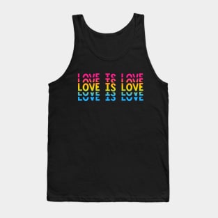 Retro Love is Love Pansexual Stacked Letters Pan Pride Tank Top